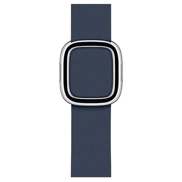 Apple Leather Band Modern Buckle Apple Watch Series 1-9 / SE - 38/40/41 mm - Maat L - Deep Sea