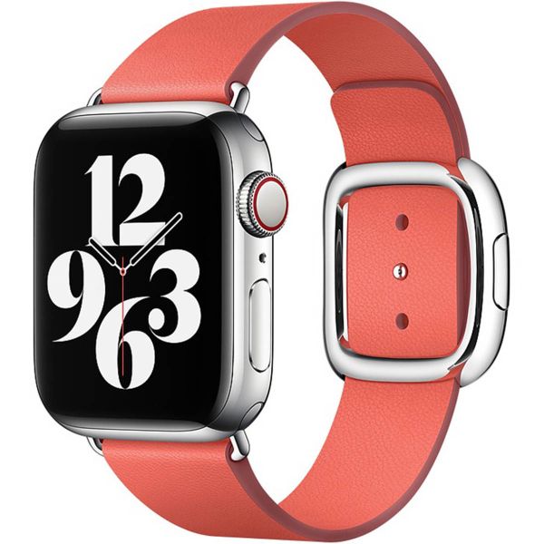 Apple Leather Band Modern Buckle Apple Watch Series 1-9 / SE - 38/40/41 mm / Series 10 - 42 mm - Maat S - Pink Citrus