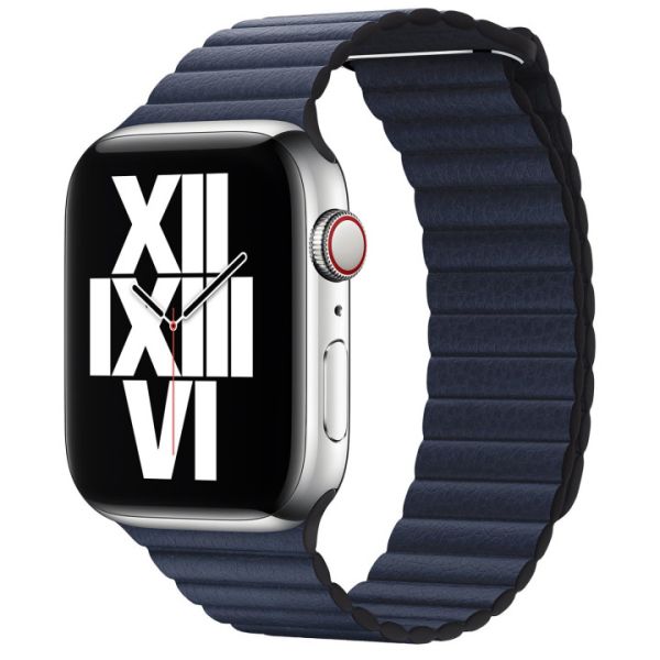 Apple Leather Loop Apple Watch Series 1-10 / SE / Ultra (2) - 42/44/45/46/49 mm - Maat L- Diver Blue