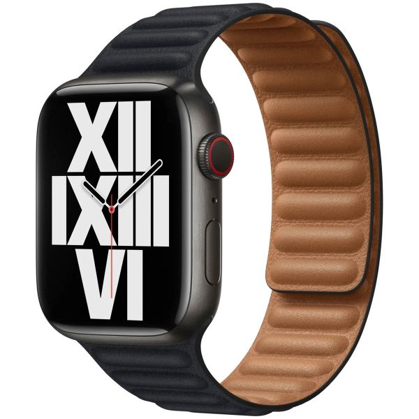 Apple Leather Link Apple Watch Series 1-10 / SE / Ultra (2) - 42/44/45/46/49 mm - Maat M/L - Midnight