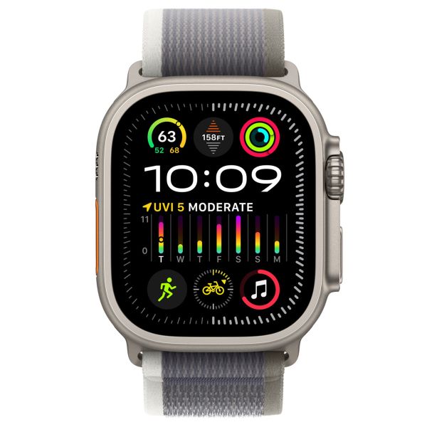 Apple Trail Loop Band Apple Watch Series 1-9 / SE / Ultra (2) - 44/45/49 mm - Maat M/L - Groen / Grijs