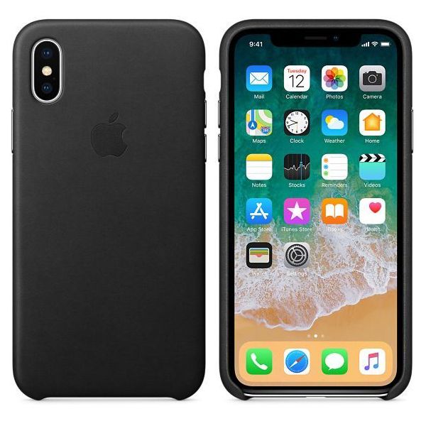 Apple Leather Backcover iPhone X - Black