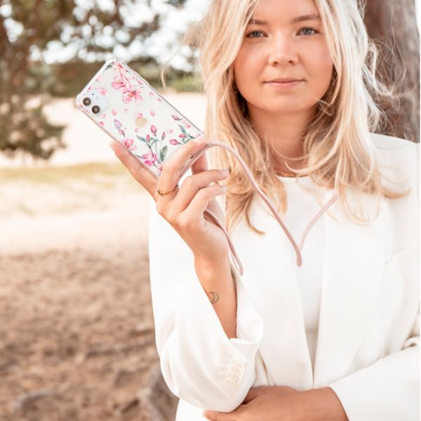 imoshion Design hoesje met koord iPhone 8 Plus / 7 Plus - Bloem - Roze