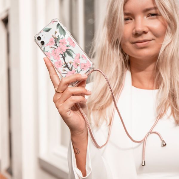 imoshion Design hoesje met koord iPhone 8 Plus / 7 Plus - Bloem - Roze / Groen