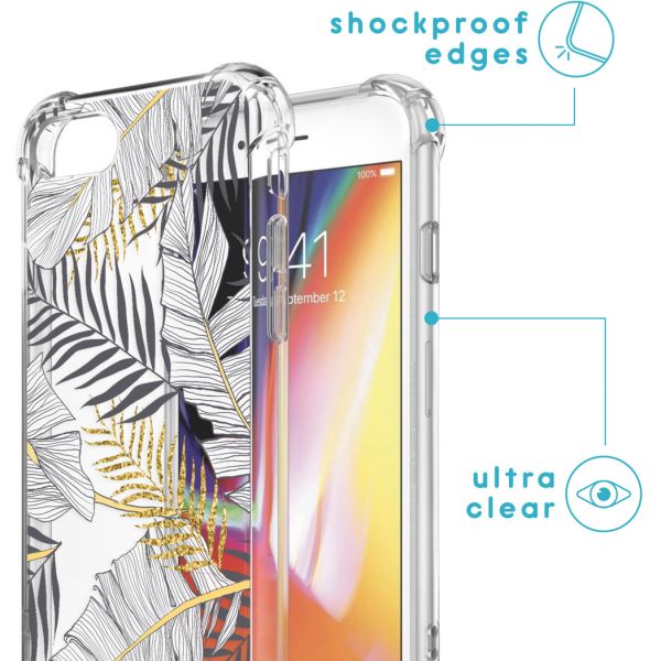 imoshion Design hoesje met koord iPhone SE (2022 / 2020) / 8 / 7 - Bladeren - Zwart / Goud