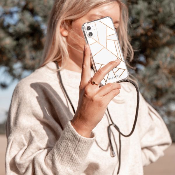 imoshion Design hoesje met koord iPhone X / Xs - Grafisch Koper - Wit / Goud