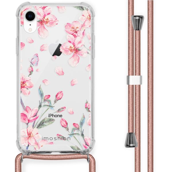 imoshion Design hoesje met koord iPhone Xr - Bloem - Roze