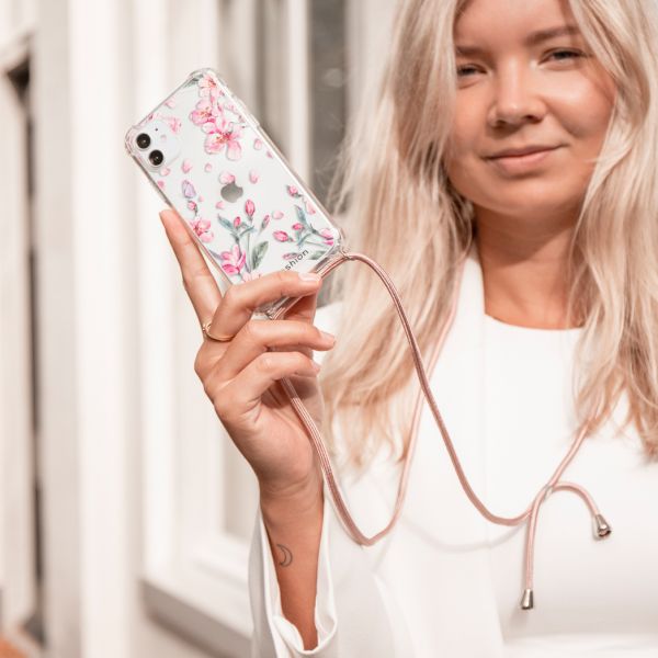 imoshion Design hoesje met koord iPhone Xr - Bloem - Roze