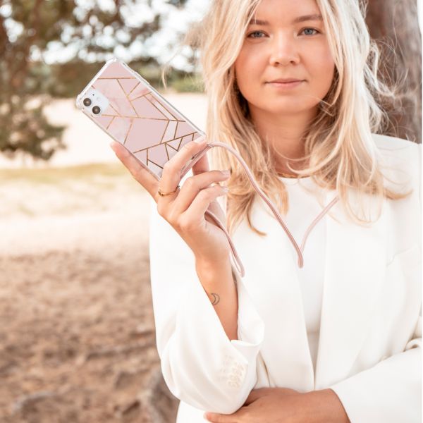 imoshion Design hoesje met koord Samsung Galaxy A41 - Grafisch Koper - Roze / Goud