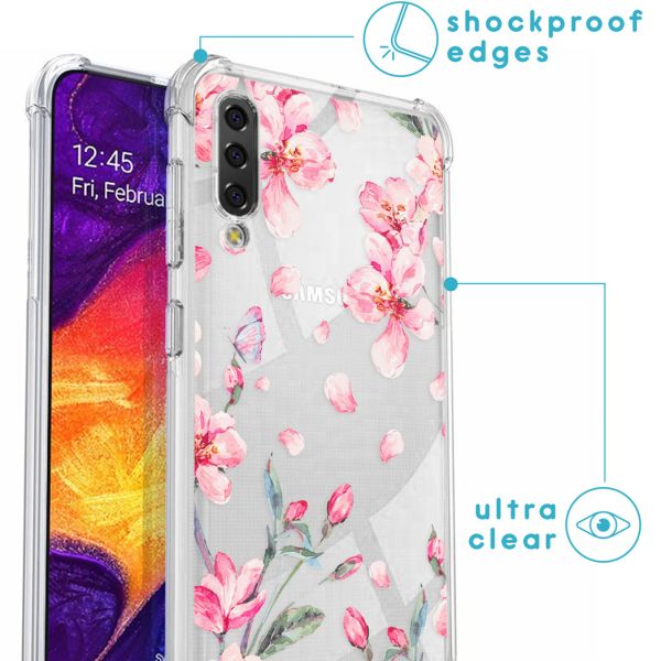 imoshion Design hoesje met koord Samsung Galaxy A50 - Bloem - Roze