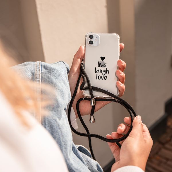 imoshion Design hoesje met koord Samsung Galaxy A51 - Live Laugh Love - Zwart