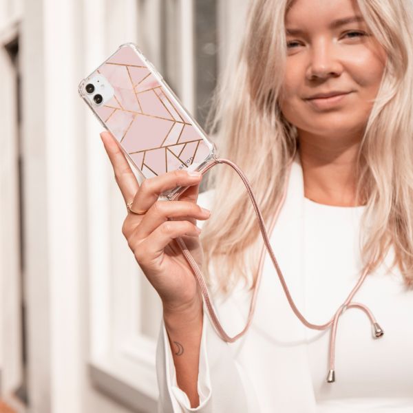 imoshion Design hoesje met koord Samsung Galaxy A70 - Grafisch Koper - Roze / Goud