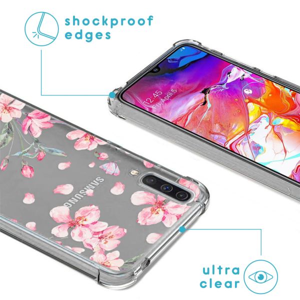 imoshion Design hoesje met koord Samsung Galaxy A70 - Bloem - Roze