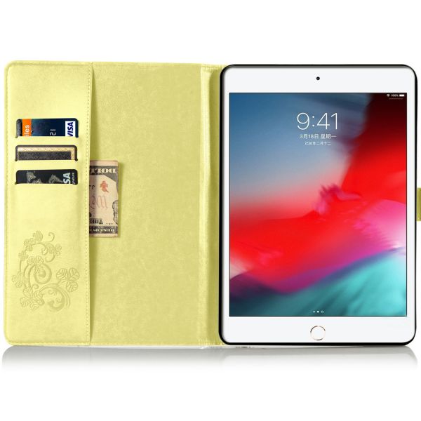 Klavertje Bloemen Bookcase iPad 9 (2021) 10.2 inch / iPad 8 (2020) 10.2 inch / iPad 7 (2019) 10.2 inch - Geel