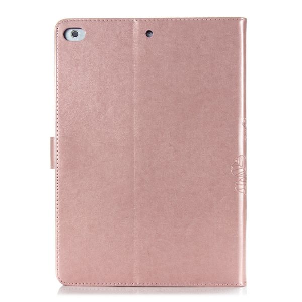 Klavertje Bloemen Bookcase iPad 6 (2018) 9.7 inch / iPad 5 (2017) 9.7 inch - Rosé Goud