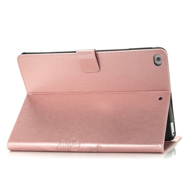 Klavertje Bloemen Bookcase iPad 6 (2018) 9.7 inch / iPad 5 (2017) 9.7 inch - Rosé Goud