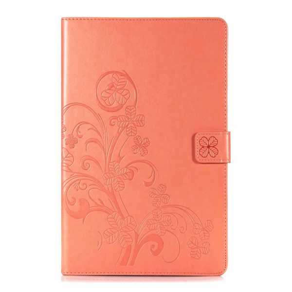 Klavertje Bloemen Bookcase Galaxy Tab A 10.1 (2019) - Peach