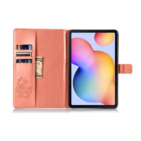 Klavertje Bloemen Bookcase Galaxy Tab A 10.1 (2019) - Peach