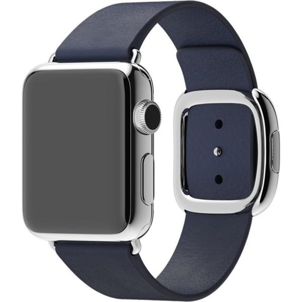 Apple Leather Band Modern Buckle Apple Watch Series 1-9 / SE - 38/40/41 mm - Maat M - Blauw