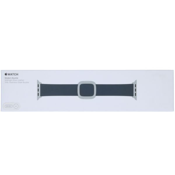 Apple Leather Band Modern Buckle Apple Watch Series 1-9 / SE - 38/40/41 mm - Maat M - Blauw