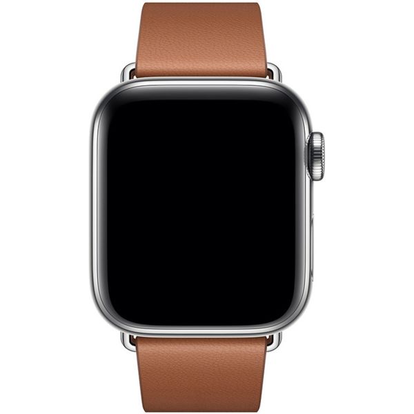 Apple Leather Band Modern Buckle Apple Watch Series 1-9 / SE - 38/40/41 mm / Series 10 - 42 mm - Maat M - Saddle Brown