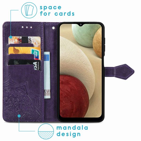 imoshion Mandala Bookcase Samsung Galaxy A12 - Paars