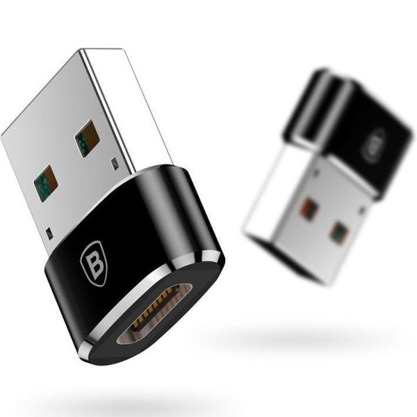 Baseus USB-A (male) naar USB-C (female) adapter - OTG - Zwart