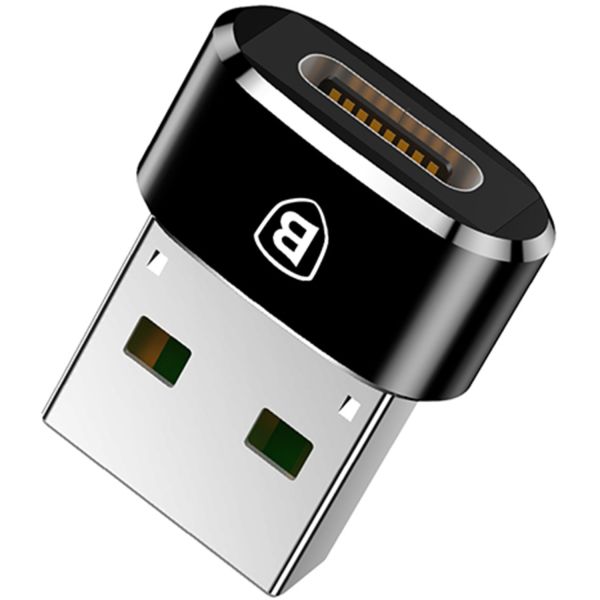 Baseus USB-A (male) naar USB-C (female) adapter - OTG - Zwart