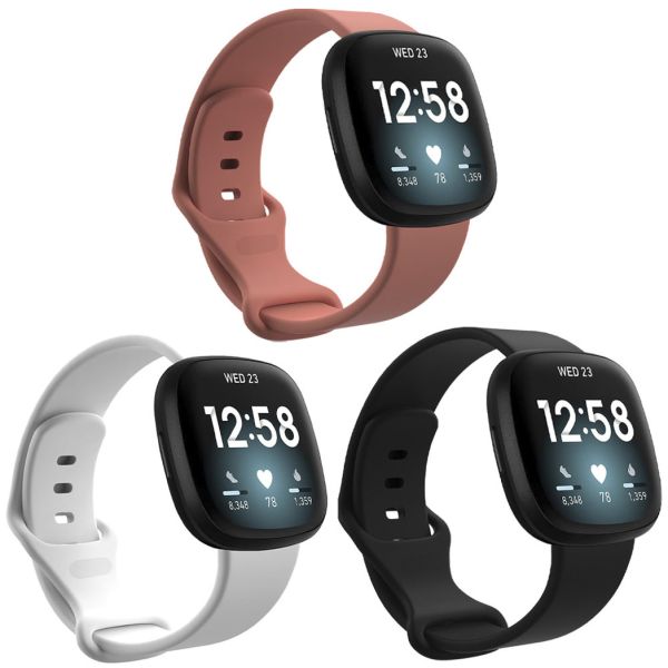 imoshion Siliconen bandje Multipack voor Fitbit Versa 4 / 3 / Sense (2) - Zwart / Wit / Oranje