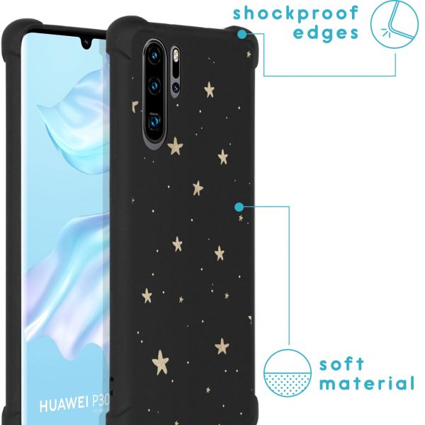 imoshion Design hoesje met koord Huawei P30 Pro - Sterren - Zwart / Goud