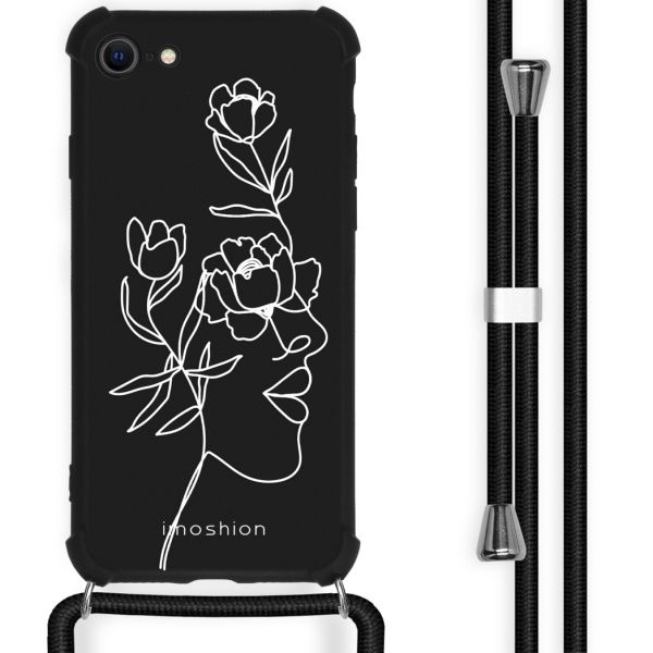 imoshion Design hoesje met koord iPhone SE (2022 / 2020) / 8 / 7 - Abstract Gezicht Bloem