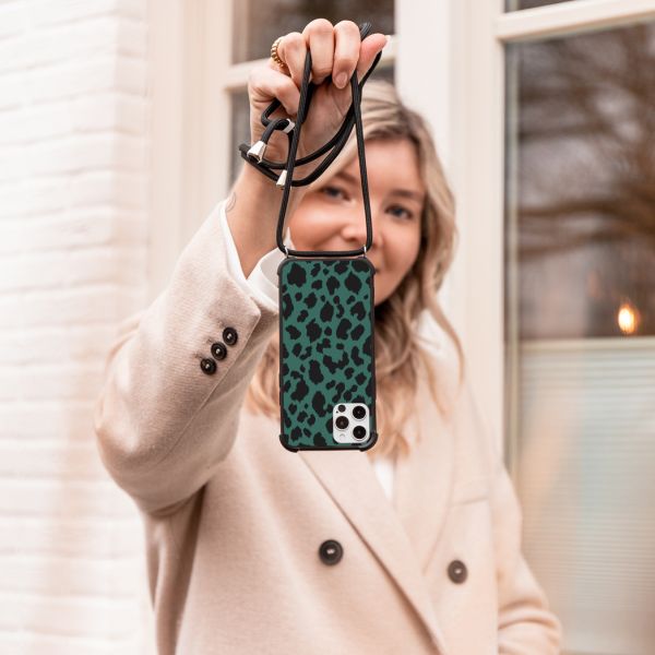 imoshion Design hoesje met koord iPhone X / Xs - Luipaard - Groen / Zwart