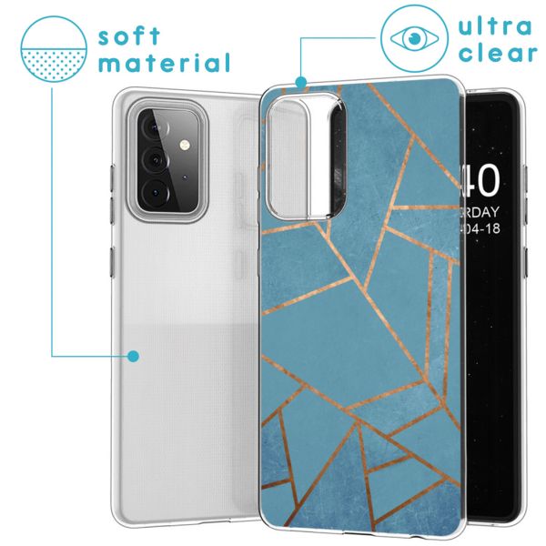 imoshion Design hoesje Samsung Galaxy A72 - Grafisch Koper / Blauw