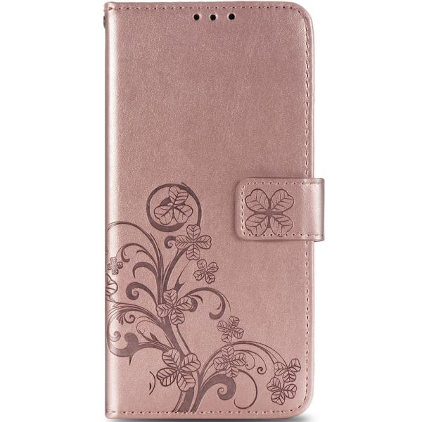 Klavertje Bloemen Bookcase Redmi Note 9 Pro / 9S - Rosé Goud