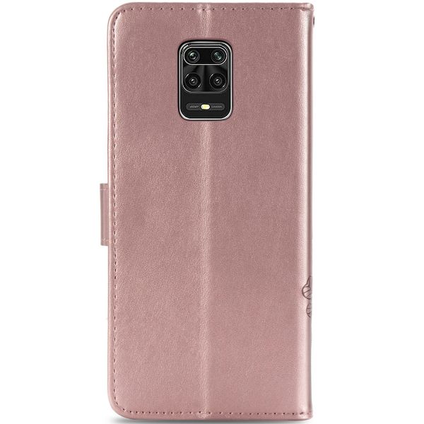 Klavertje Bloemen Bookcase Redmi Note 9 Pro / 9S - Rosé Goud