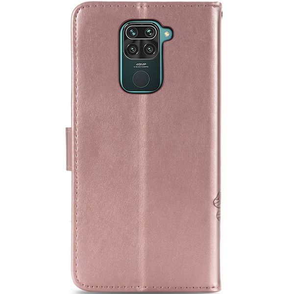 Klavertje Bloemen Bookcase Xiaomi Redmi Note 9 - Rosé Goud