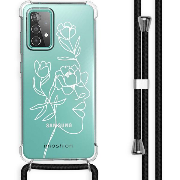 imoshion Design hoesje met koord Samsung Galaxy A52(s) (5G/4G) - Abstract Gezicht Bloem - Transparant