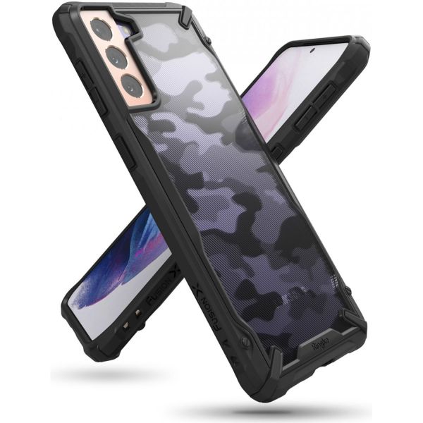 Ringke Fusion X Backcover Samsung Galaxy S21 Plus - Camo Zwart