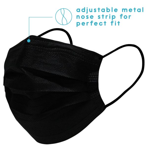 Wegwerp mondkapje met elastiek volwassenen - 2000 Pack-Zwart