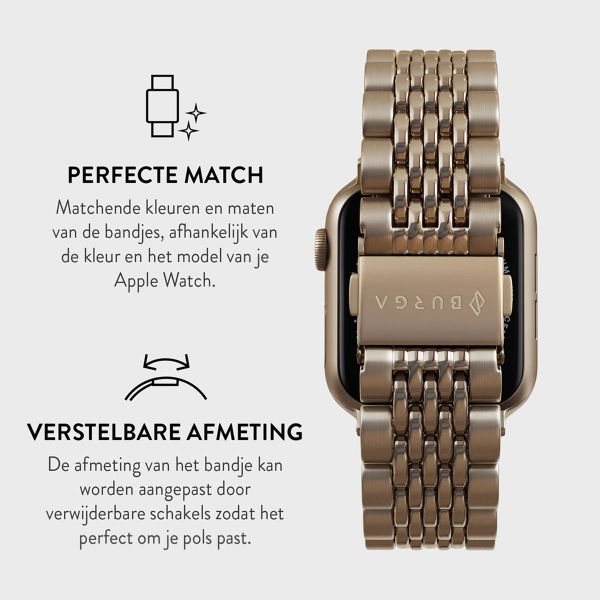 Burga Stalen bandje Apple Watch Series 1-10 / SE / Ultra (2) - 42/44/45/46/49 mm - Chic Royal - Goud