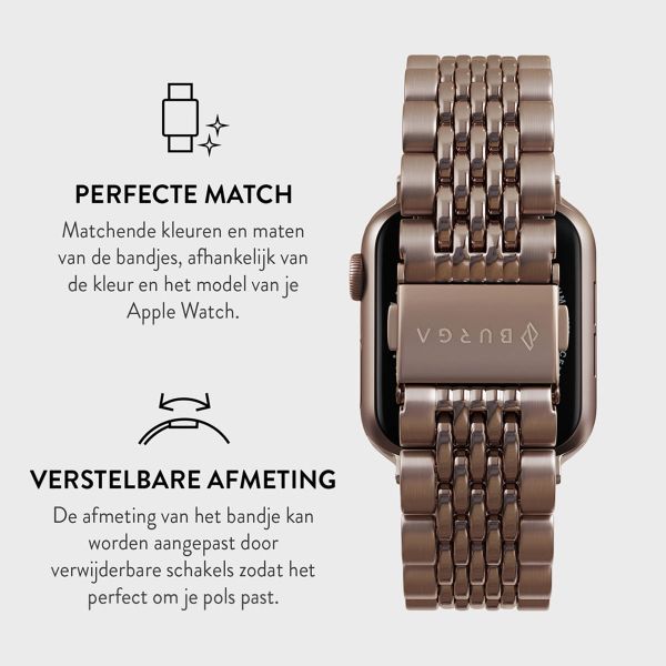 Burga Stalen bandje Apple Watch Series 1-9 / SE - 38/40/41 mm / Series 10 - 42 mm - Chic Royal - Rosé Goud