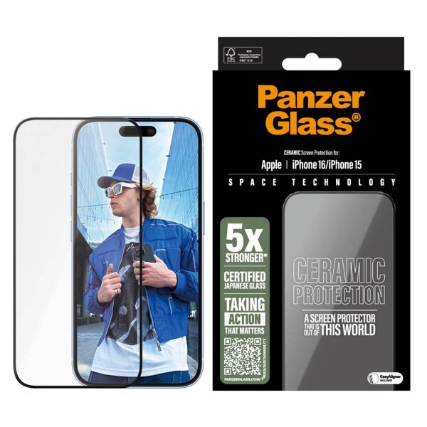 PanzerGlass Ceramic Screenprotector met applicator iPhone 16