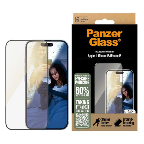 PanzerGlass EyeCare Screenprotector Ultra Wide Fit met applicator iPhone 16