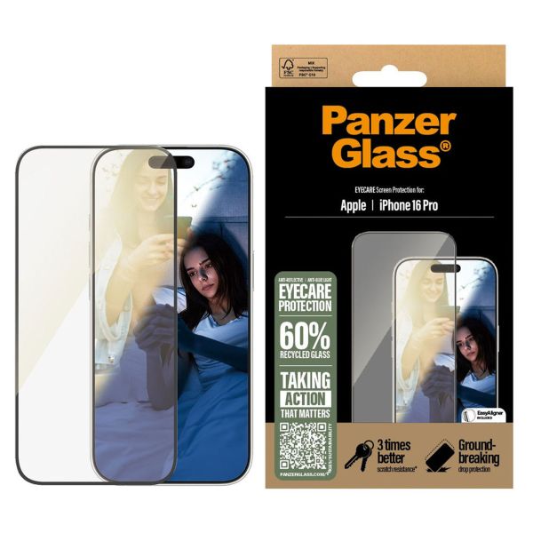 PanzerGlass EyeCare Screenprotector Ultra Wide Fit met applicator iPhone 16 Pro