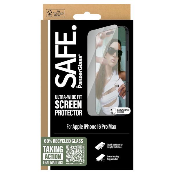 PanzerGlass SAFE Ultra-Wide Fit Screenprotector iPhone 16 Pro Max