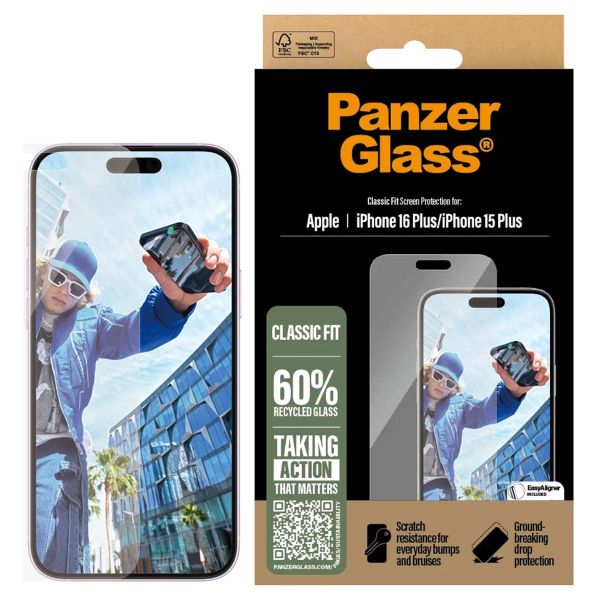 PanzerGlass Anti-Bacterial Screenprotector iPhone 16 Plus