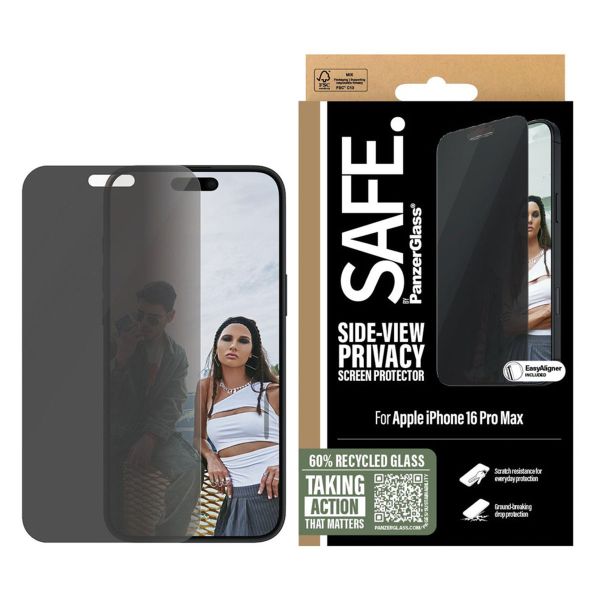 PanzerGlass SAFE Privacy Screenprotector Ultra Wide Fit met applicator iPhone 16 Pro Max