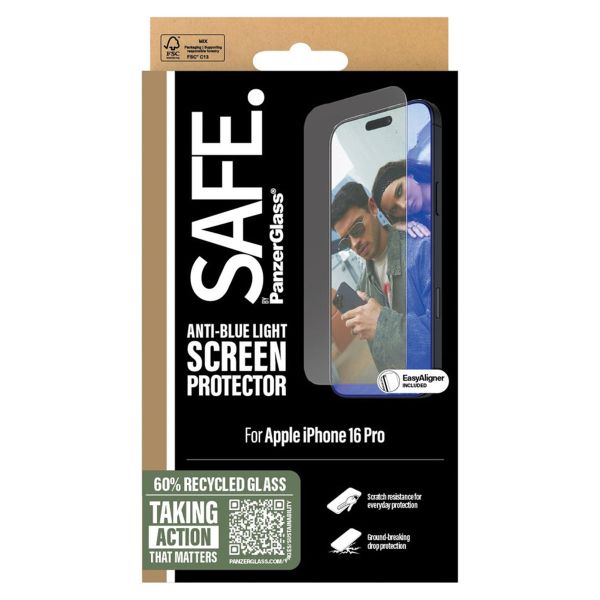 PanzerGlass SAFE ﻿EyeCare Screenprotector Ultra Wide Fit met applicator iPhone 16 Pro