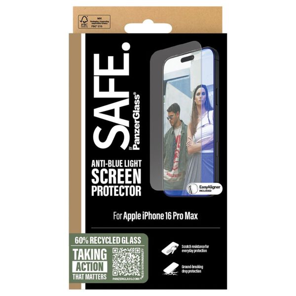 PanzerGlass SAFE ﻿EyeCare Screenprotector Ultra Wide Fit met applicator iPhone 16 Pro Max