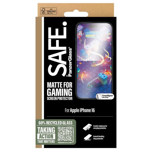 PanzerGlass SAFE Gaming Screenprotector Ultra Wide Fit met applicator iPhone 16